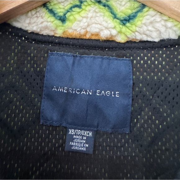 American Eagle Sherpa Jacket Mens XS Fleece Pile Aztec Mesh Lined Zip Jacket - Picture 7 of 7